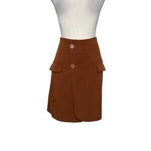 Nasty Gal brown button mini skirt size 8